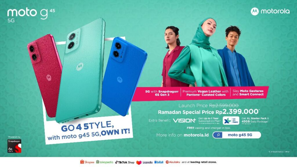 moto g45 5G Didukung Moto Gesture Untuk Keamanan dengan Pembaca Sidik Jari